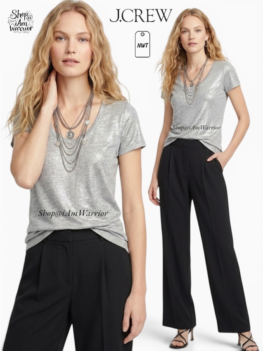 J.Crew NWT metallic shimmer scoop neck tee *shop@iamwarrior